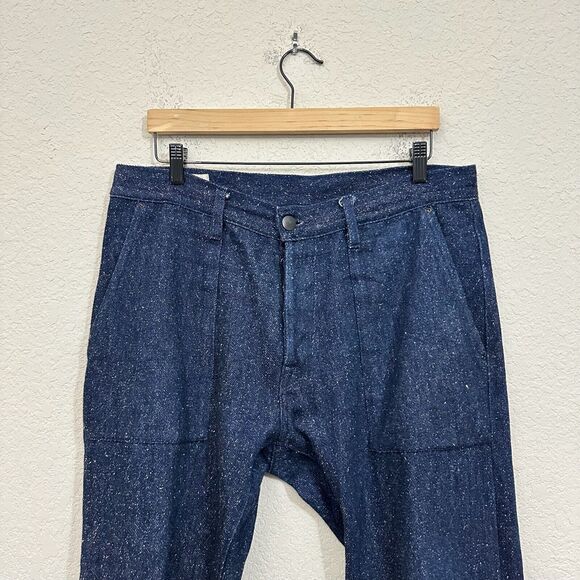 SHOCKOE ATELIER Jeans Navy Blue Straight Button Fly Cotton Stretch - Picture 3 of 15